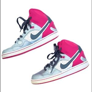Nike Force Hi Top  Pink Gray & White Athletic Shoe Size:5